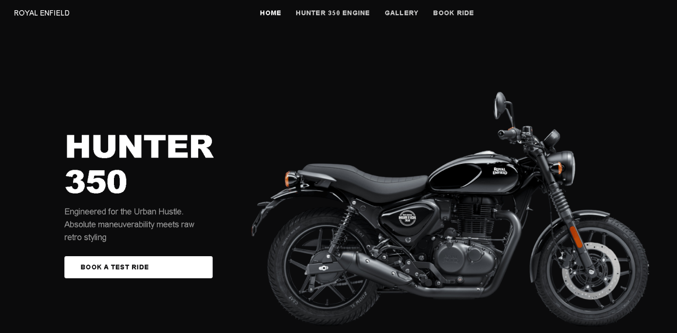 Hunter 350 Landing Page Concept